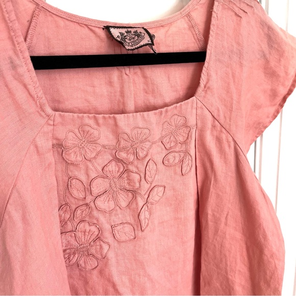 Juicy Couture Linen Rose Pink Short-Sleeve Blouse Size M - L - Picture 3 of 12